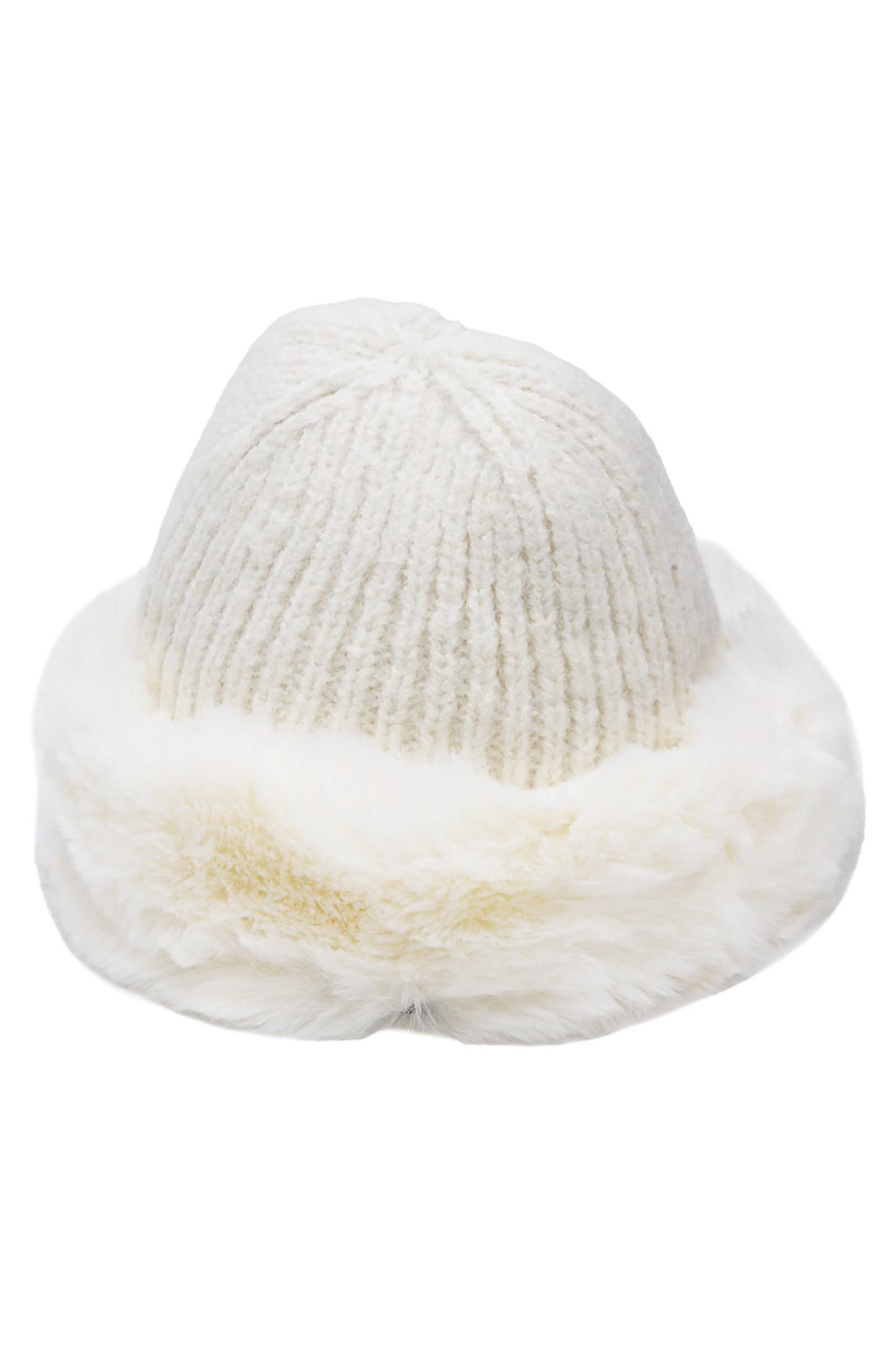 Chunky Knitted Fluffy Faux Fur Cuffed Beanie: ASSORTED / ONE SIZE