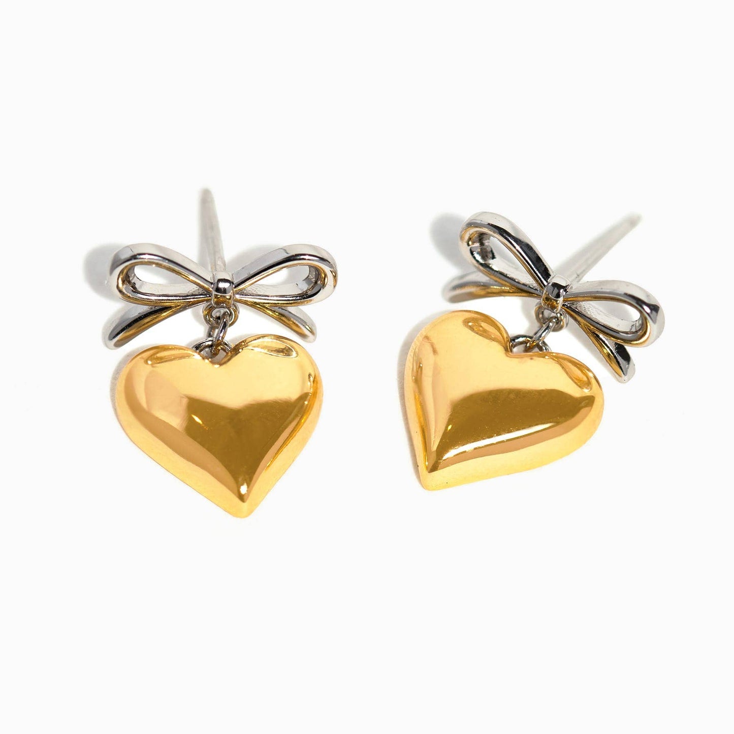 Take My Heart Two Tone Dangle Earrings: Two Tone