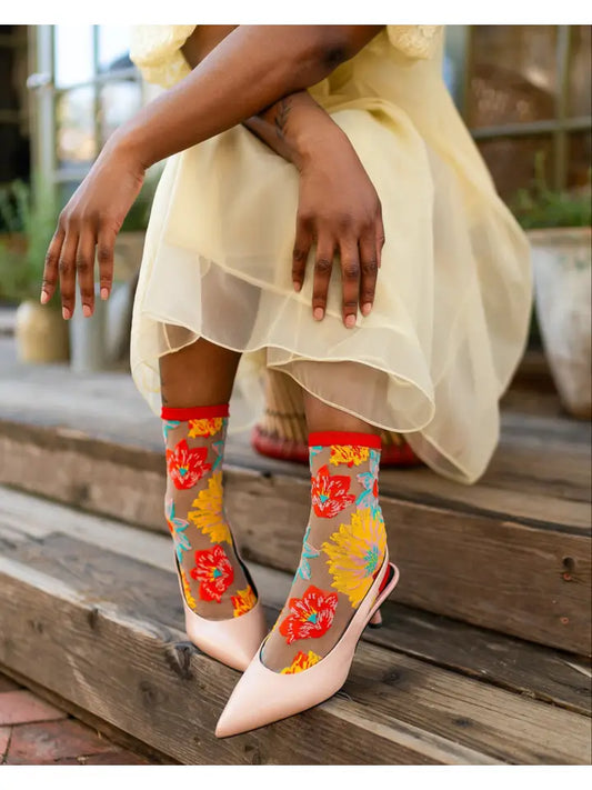 Flower Power Sheer Crew Sock