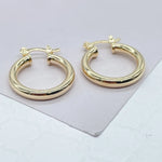 Load image into Gallery viewer, 18k Gold Filled Medium Thin Plain Hoop Earrings
