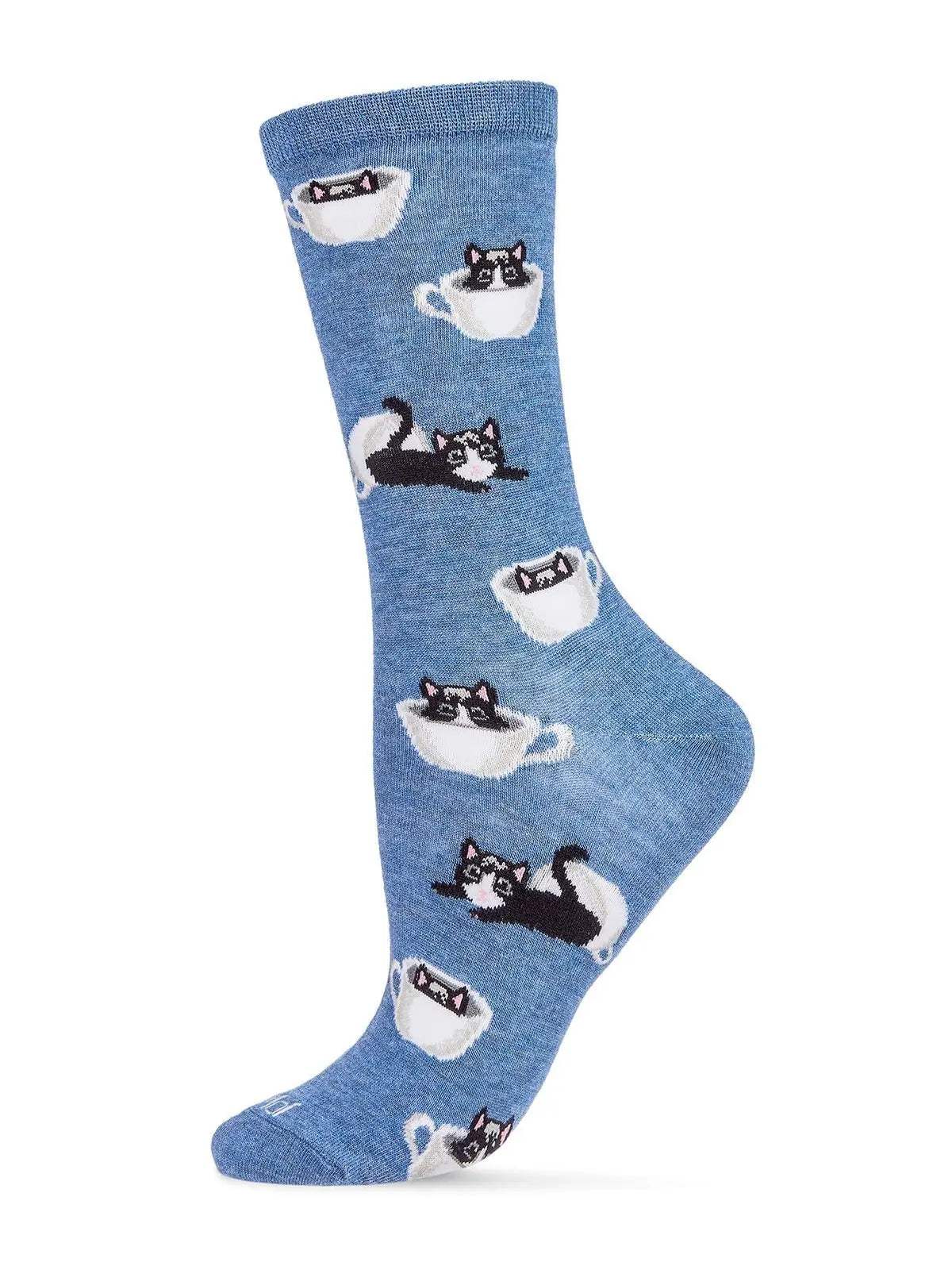 Cup O' Cats Bamboo Blend Crew Socks