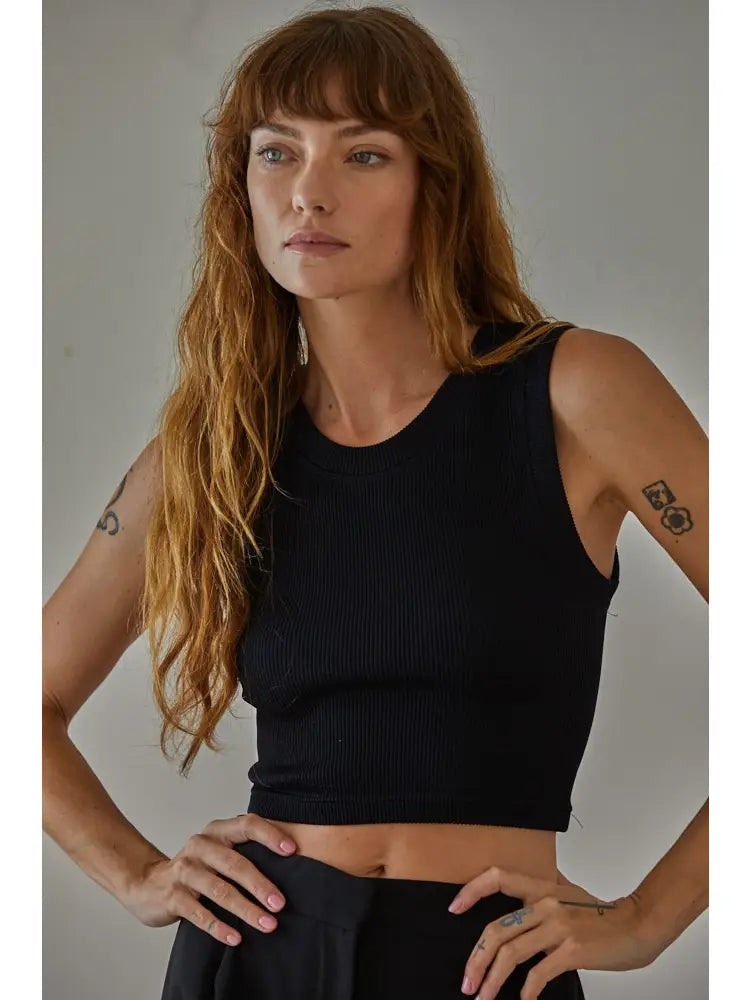 Knit Seamless Ribbed Round Neck Tank