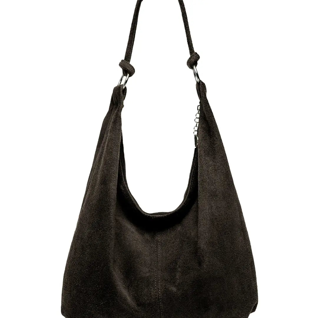 Large Slouchy Italian Suede Leather Hobo Tote Bag