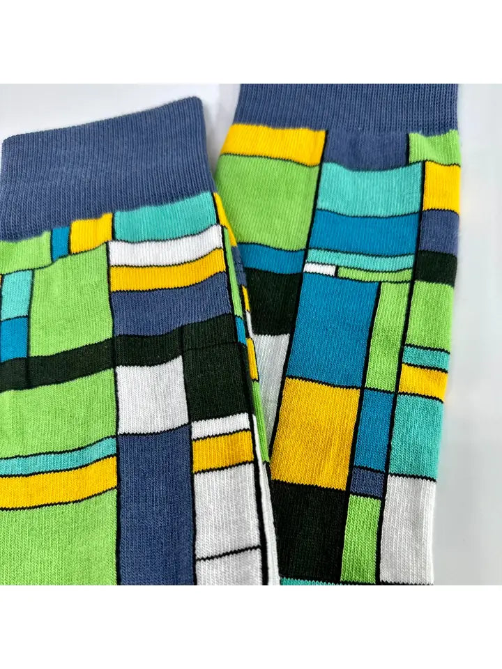 Mondrian Style Block Art Men's Socks
