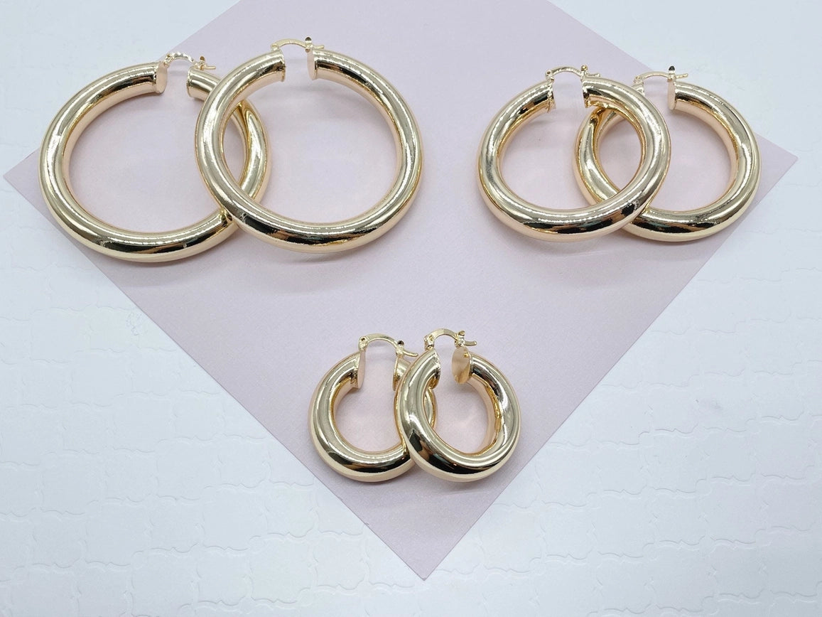 Inspired Selena Large 18k Gold Filled 5mm Plain Hoop Earrings Silver