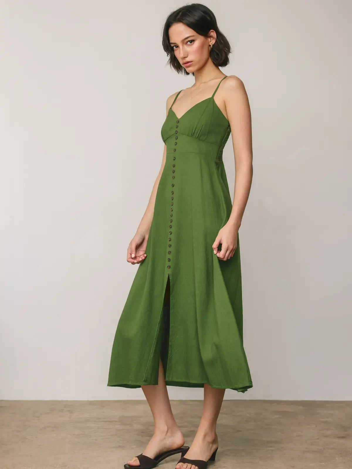 Heaven Sent Button Front Midi Dress