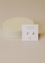 Load image into Gallery viewer, Baguette White Opal Stud Earring
