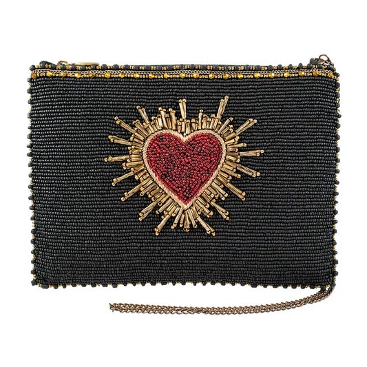 Affection Heart Mini Beaded Red Heart Crossbody Handbag