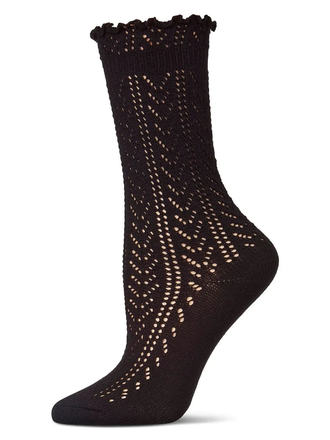 Ruffle Pointelle Crew