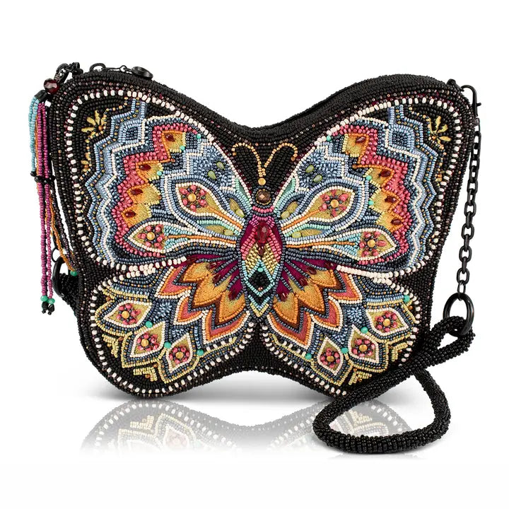 Indie Butterfly Beaded Multi-Colored Crossbody Handbag