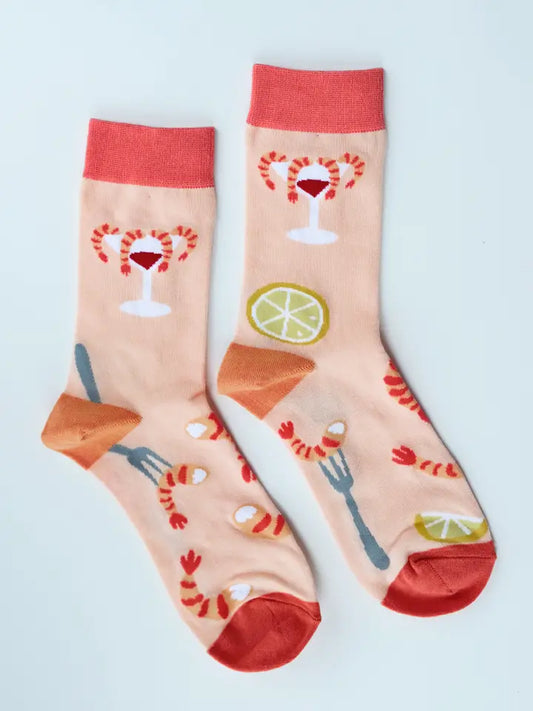 Shrimp Cocktail 100% Cotton Women's Crew Socks