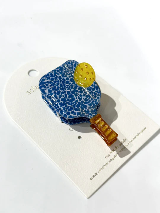 Hand-painted Pickleball Paddle Claw Hair Clip | Eco-Friendly - Blue Speckle