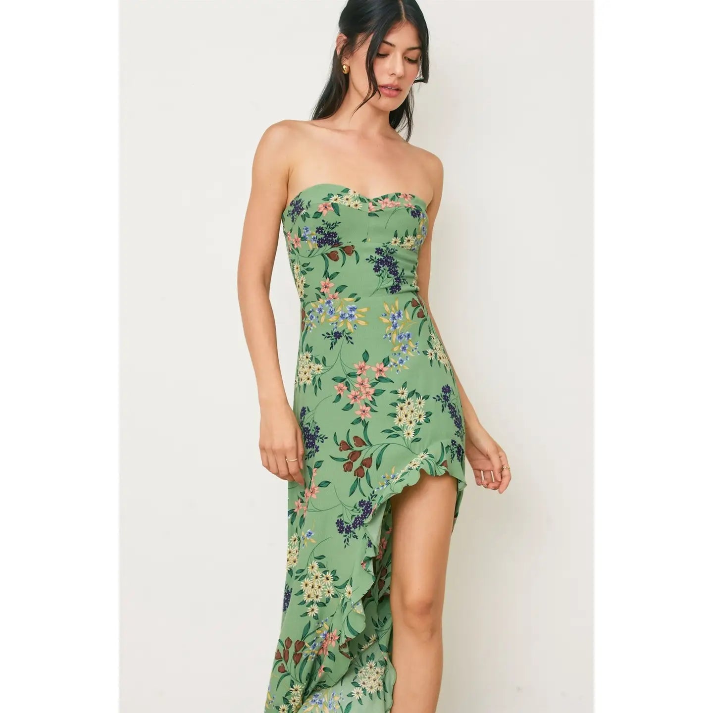 Freshly Picked Asymmetrical Hem Maxi Dress