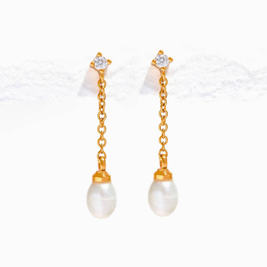Falling for You Pearl Drop Earrings: Gold
