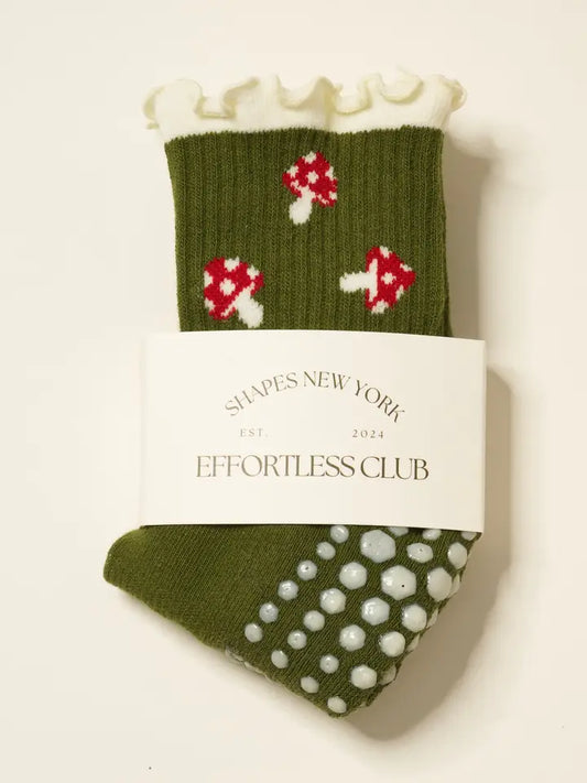 Mushroom Ruffle Grip Pilates Socks