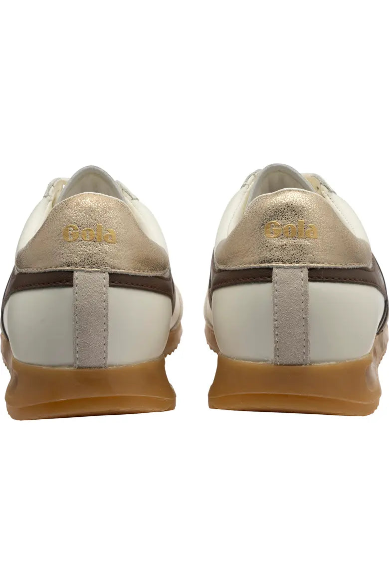 Classics Women's Torpedo Leather Sneakers - Off White/Dark Brown/Gold