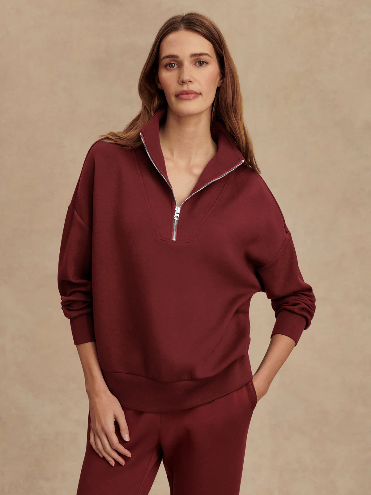 Hawley Half-Zip Sweat - New Maroon
