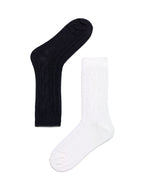 Load image into Gallery viewer, Cable Ribbed Boot Sock 2 Pack

