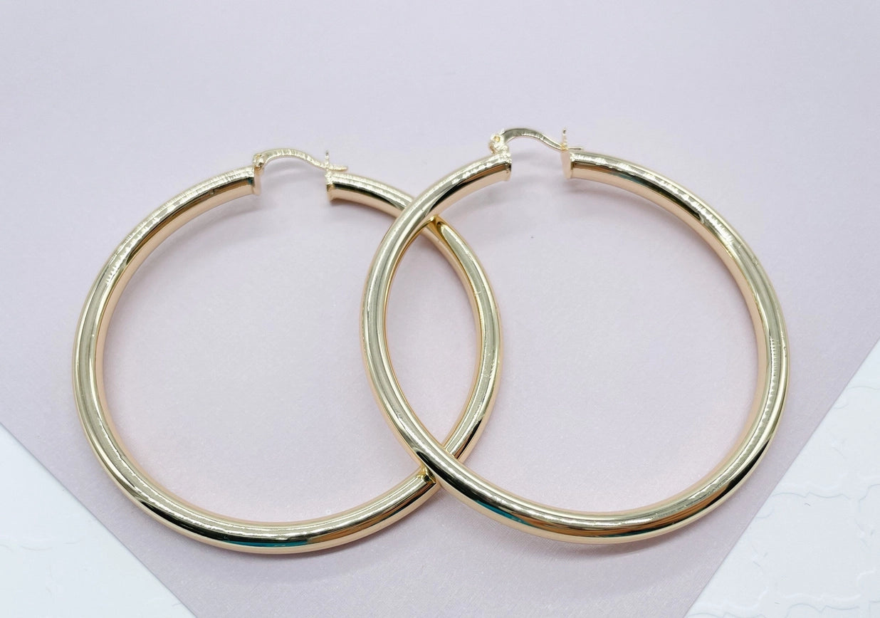 Inspired Selena Large 18k Gold Filled 5mm Plain Hoop Earrings