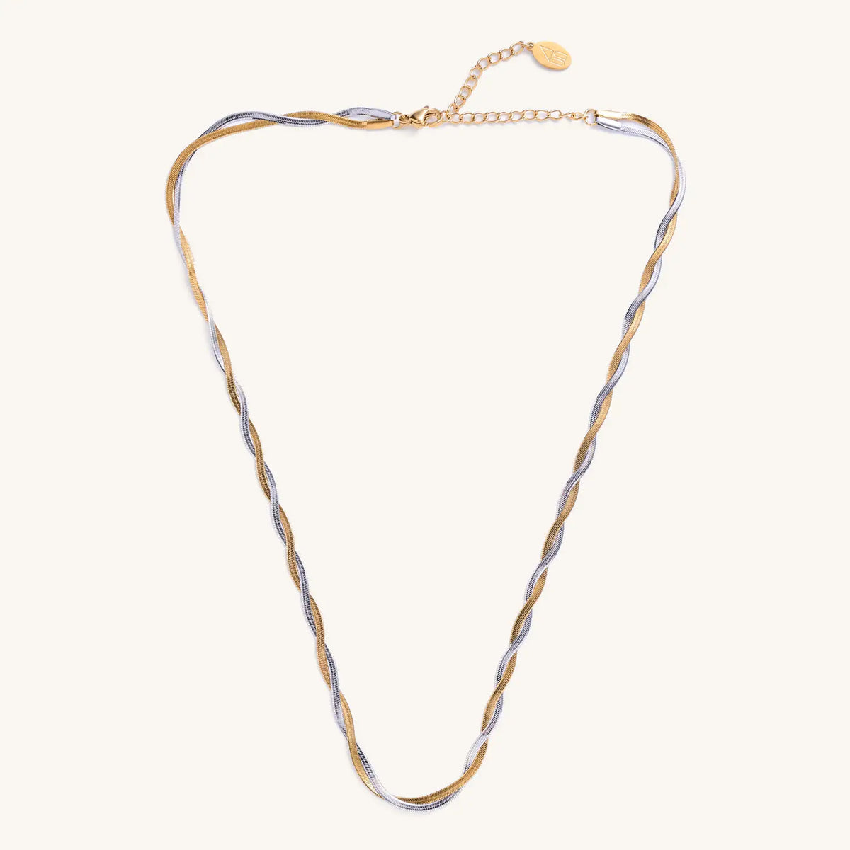 Mixed Metal Herringbone Necklace