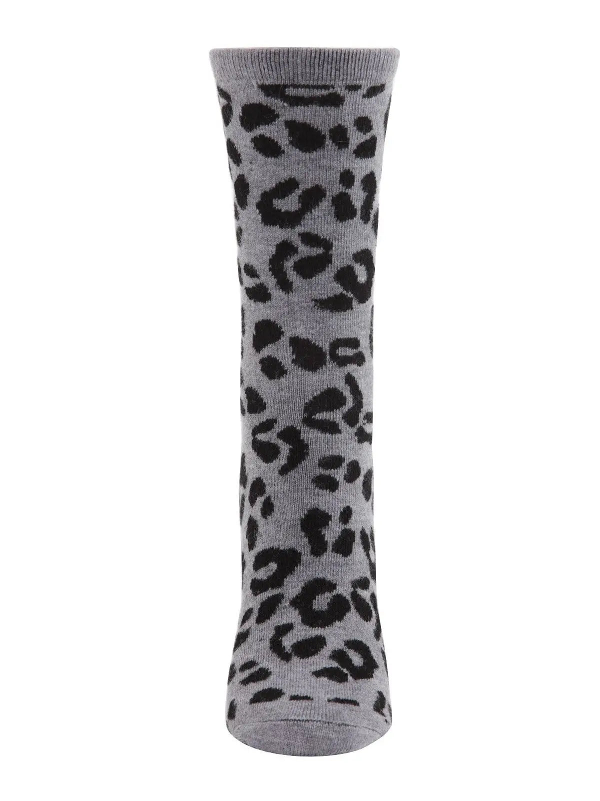 Leopard Animal Print Cashmere Blend Crew Socks