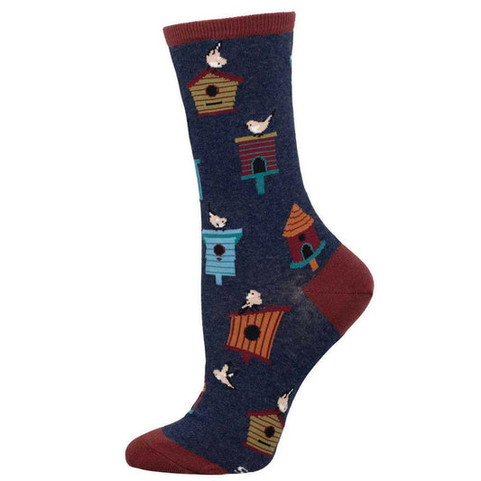 Women's Birdhouses Cotton Crew Socks