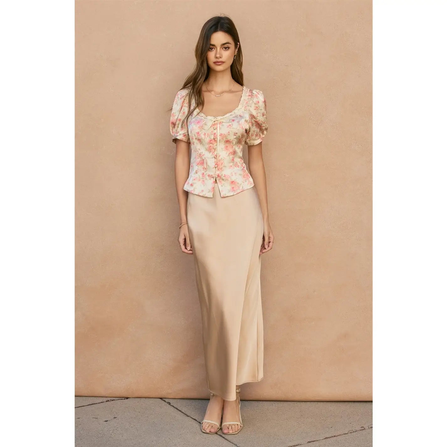Wildflower Waltz Balloon Short Sleeves Blouse