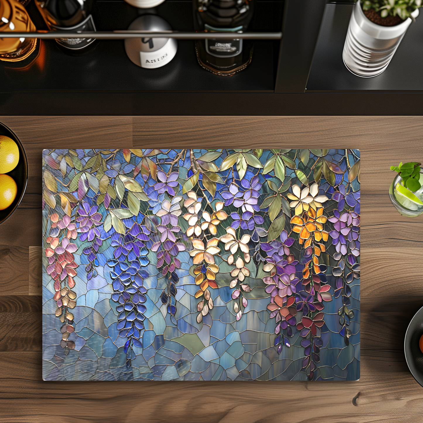 Wisteria Art: Tempered Glass Cutting Board: 8 x 11 inch