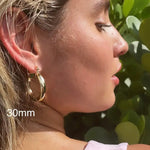 Load image into Gallery viewer, Inspired Selena Large 18k Gold Filled 5mm Plain Hoop Earrings Silver
