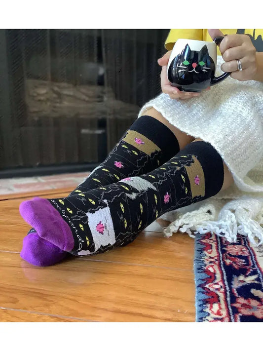 Cool Black Cat Pattern Women's Socks