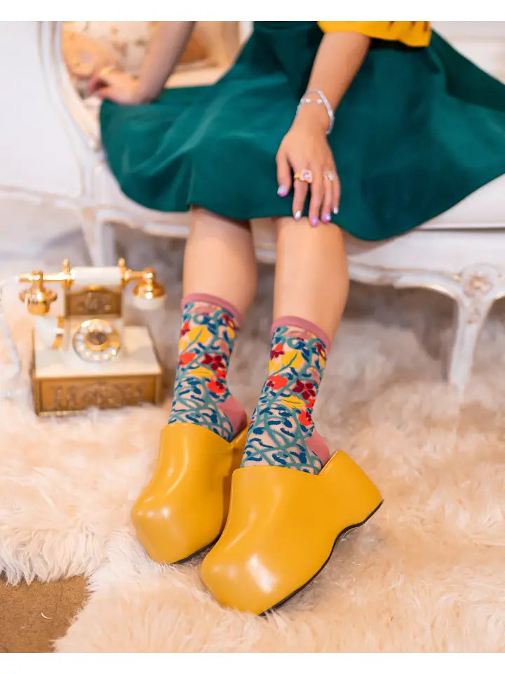 Tapestry Vines Sheer Crew Sock