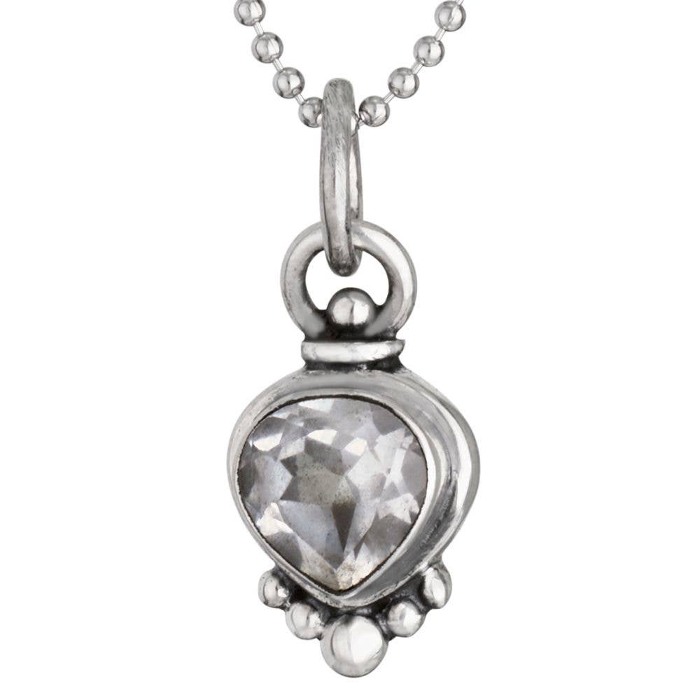 April Birthstone White Topaz Sterling Silver Necklace: Topaz / Casual