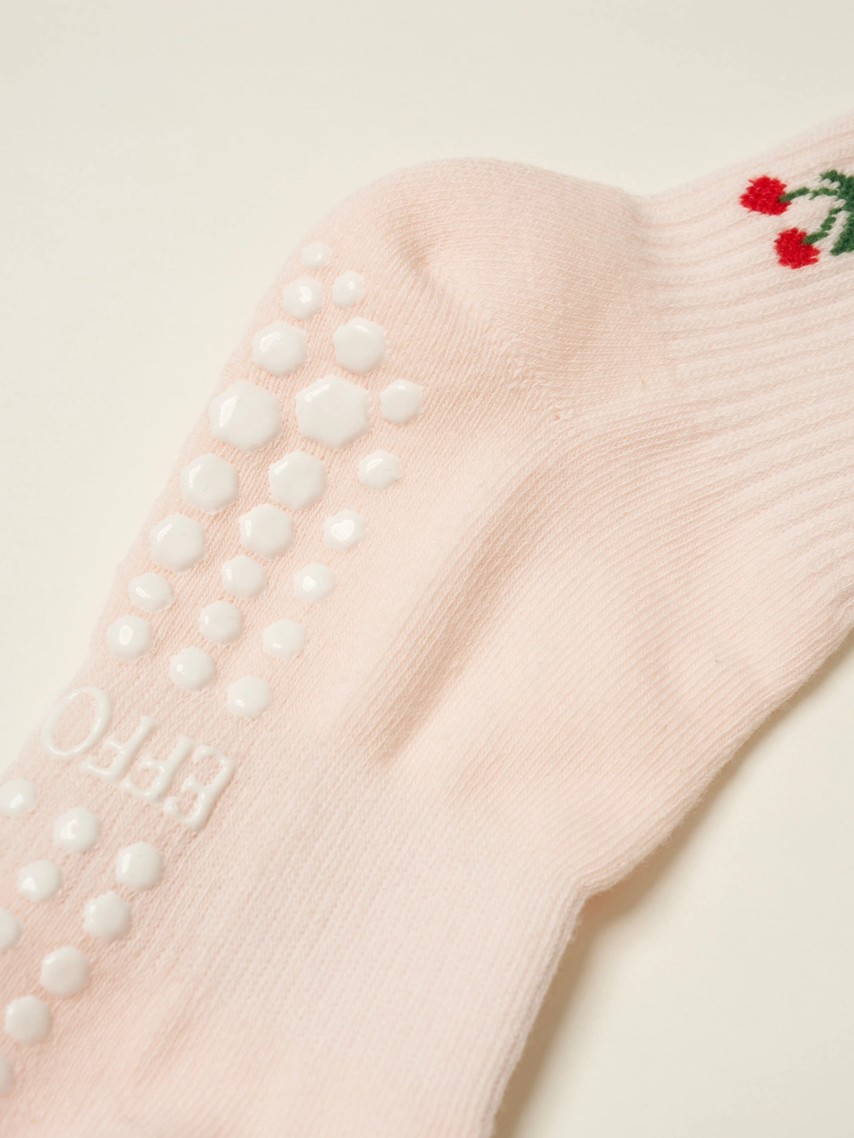 Cherry Ruffle Grip (Baby Pink) Pilates Socks