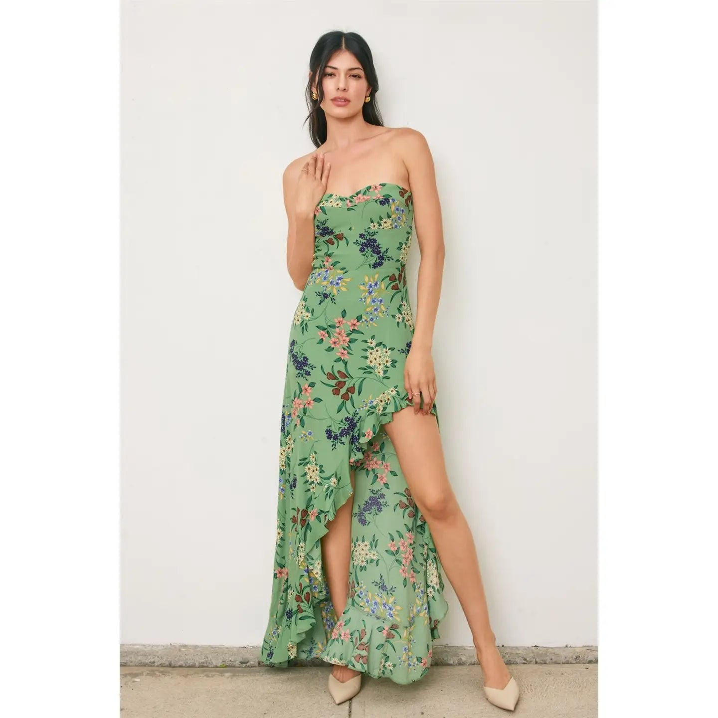 Freshly Picked Asymmetrical Hem Maxi Dress