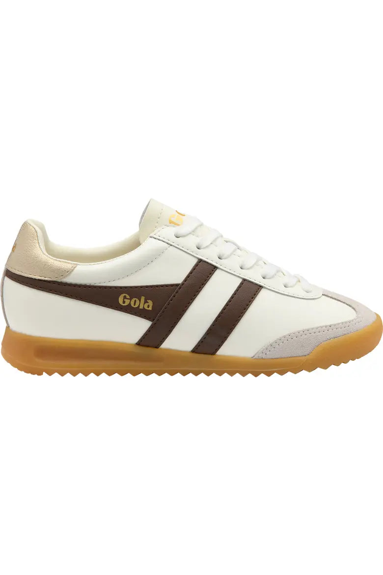 Classics Women's Torpedo Leather Sneakers - Off White/Dark Brown/Gold