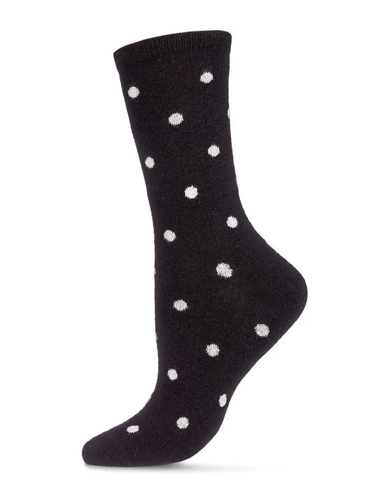 Womens Polka Dot Cashmere Blend Crew Socks