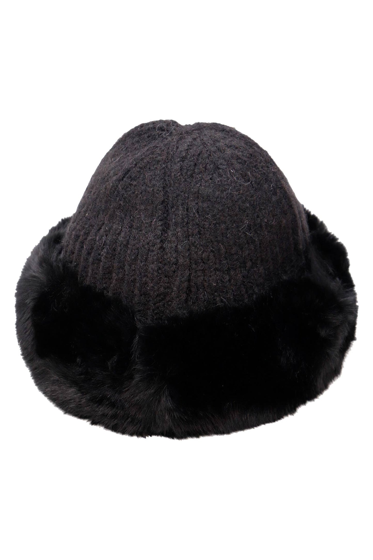 Chunky Knitted Fluffy Faux Fur Cuffed Beanie: ASSORTED / ONE SIZE