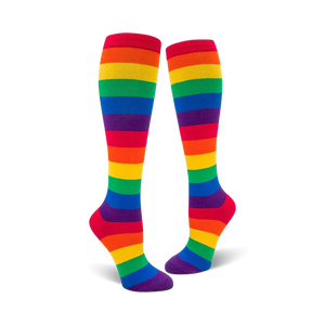 Classic Rainbow Striped Women's Knee Highs