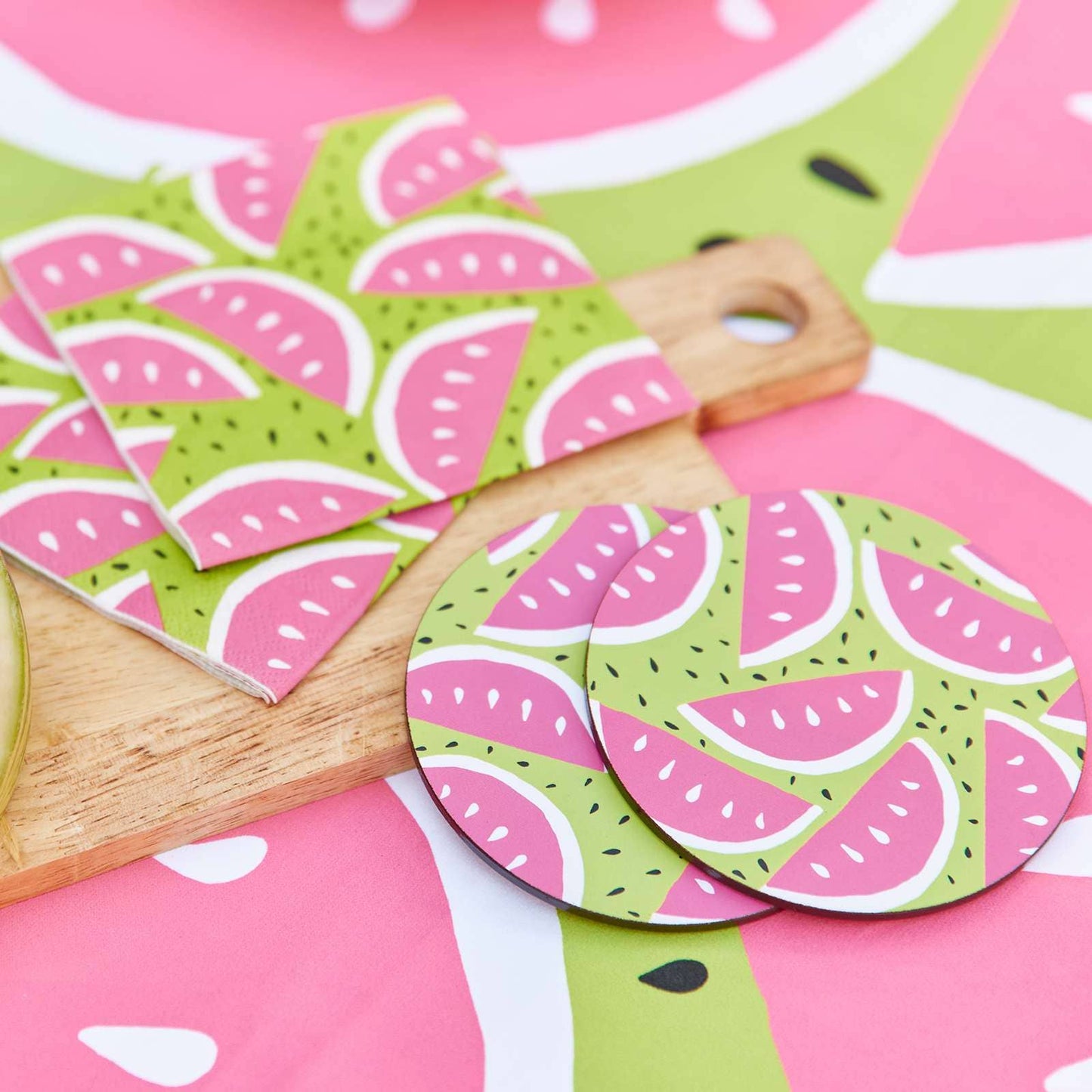 WATERMELON PARTY  Round Coasters, set of 4