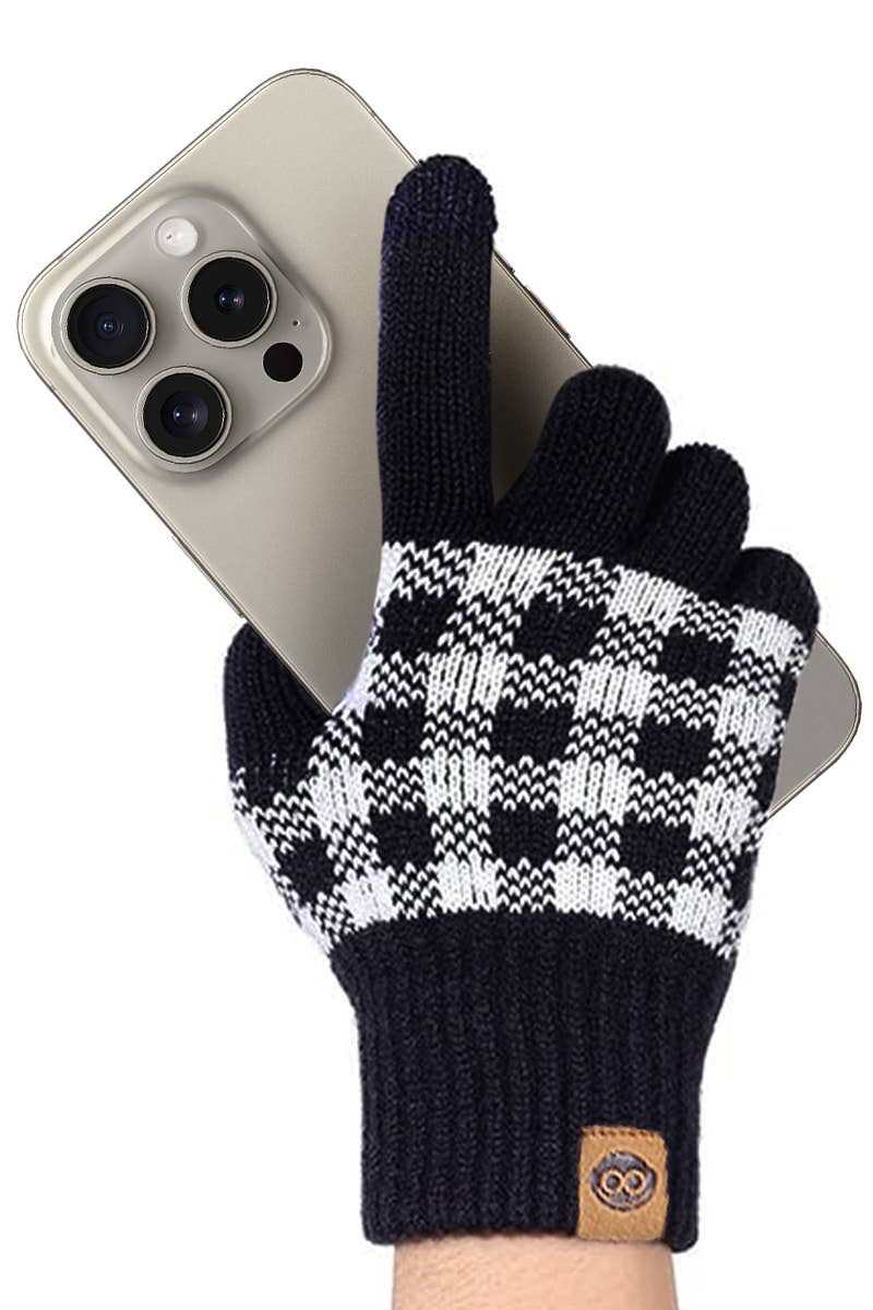 Women's Buffalo Plaid Touchscreen Fingertip Gloves
