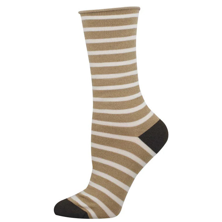 Bamboo Sailor Stripe Roll Top Women's Socks