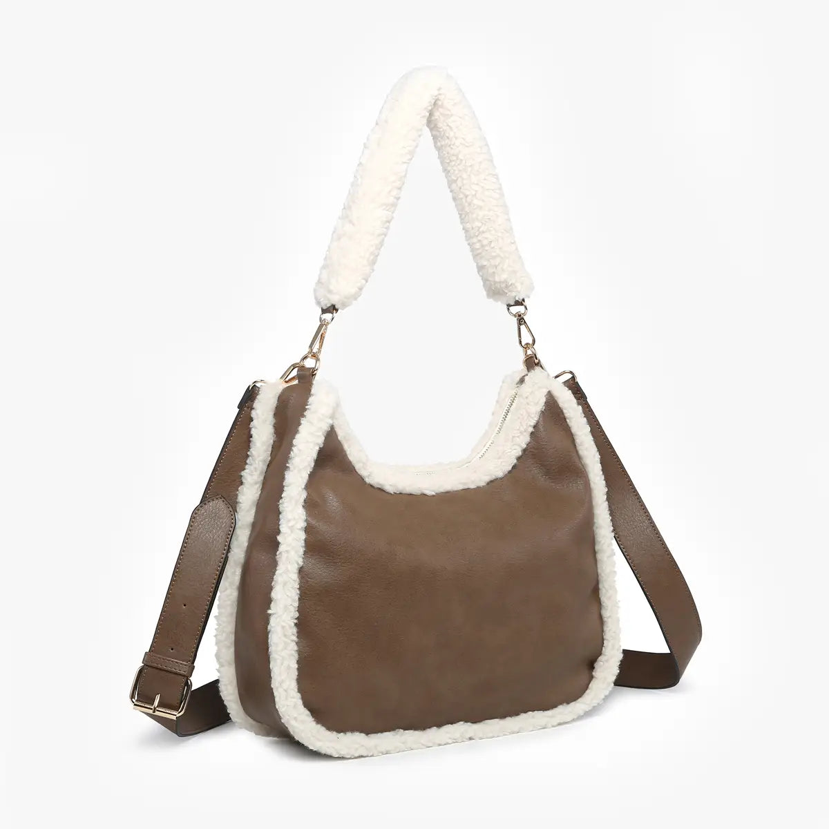 Reece Sherpa Trim Satchel Shoulder Bag