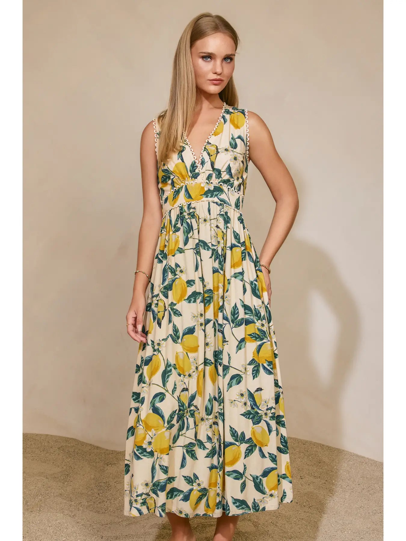 Vintage Lemonade Scalloped Lace Maxi Dress