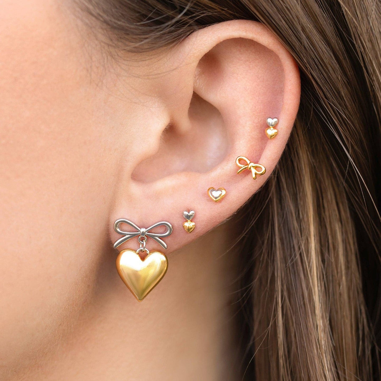 Take My Heart Two Tone Dangle Earrings: Two Tone