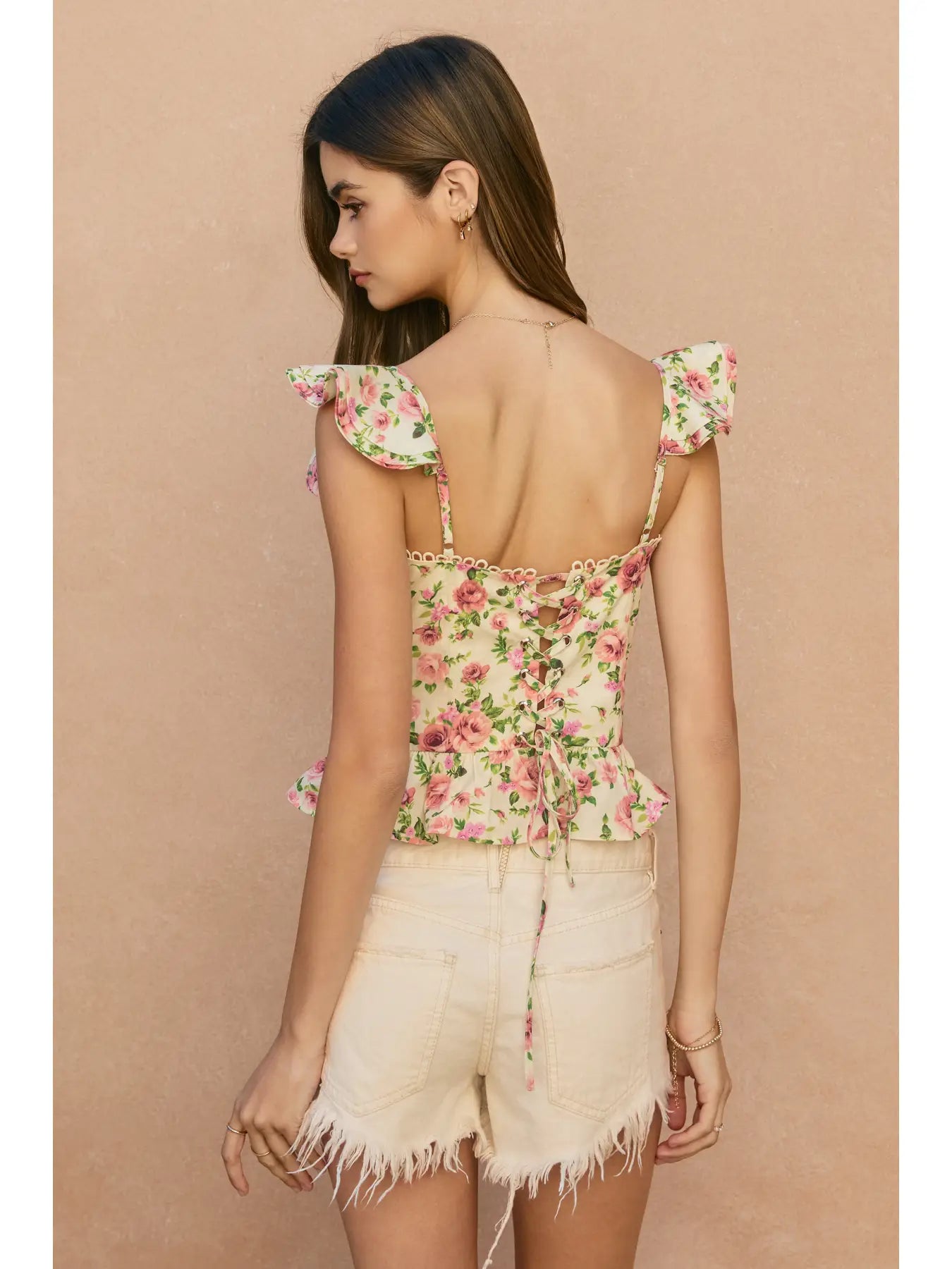 Rose Mood Corset Flutter Top