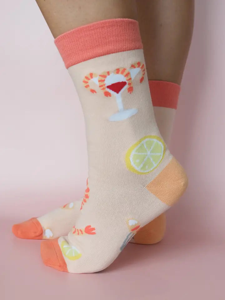 Shrimp Cocktail 100% Cotton Women's Crew Socks