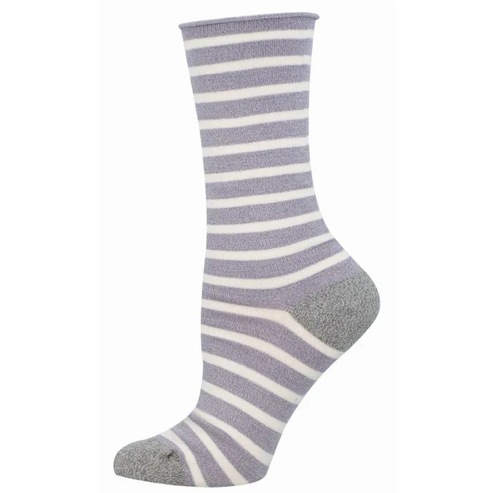 Bamboo Sailor Stripe Roll Top Women's Socks
