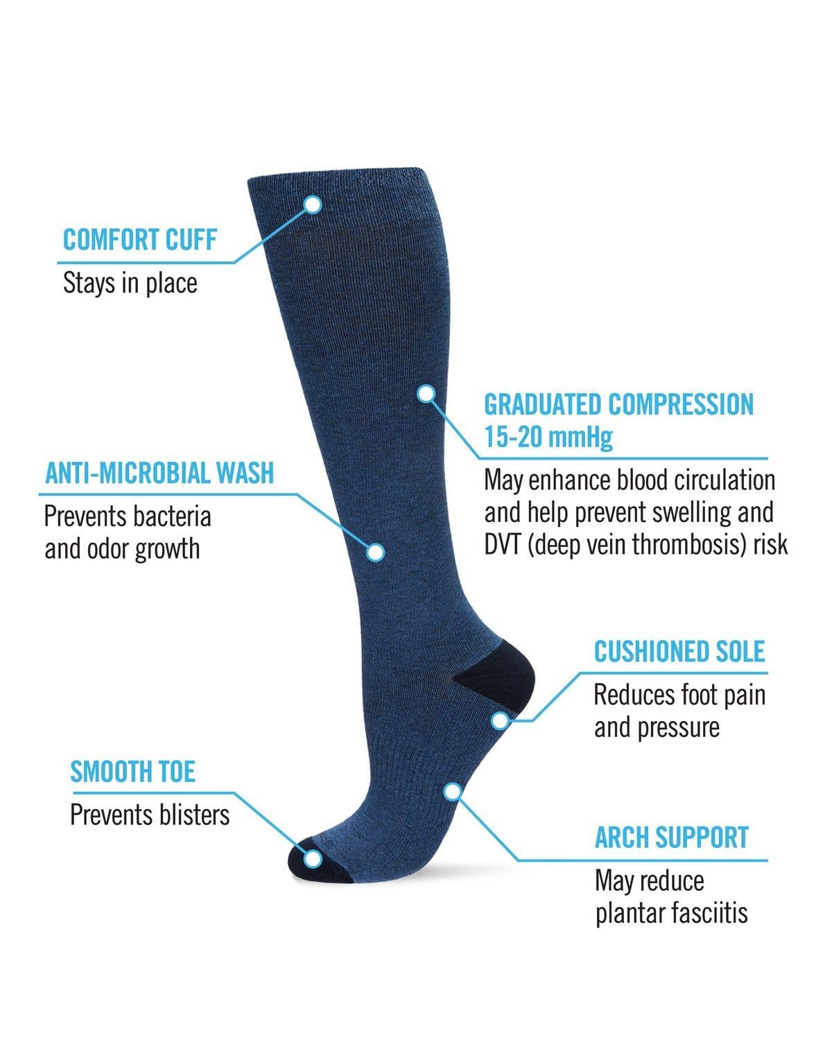 Solid Cotton Compression Socks