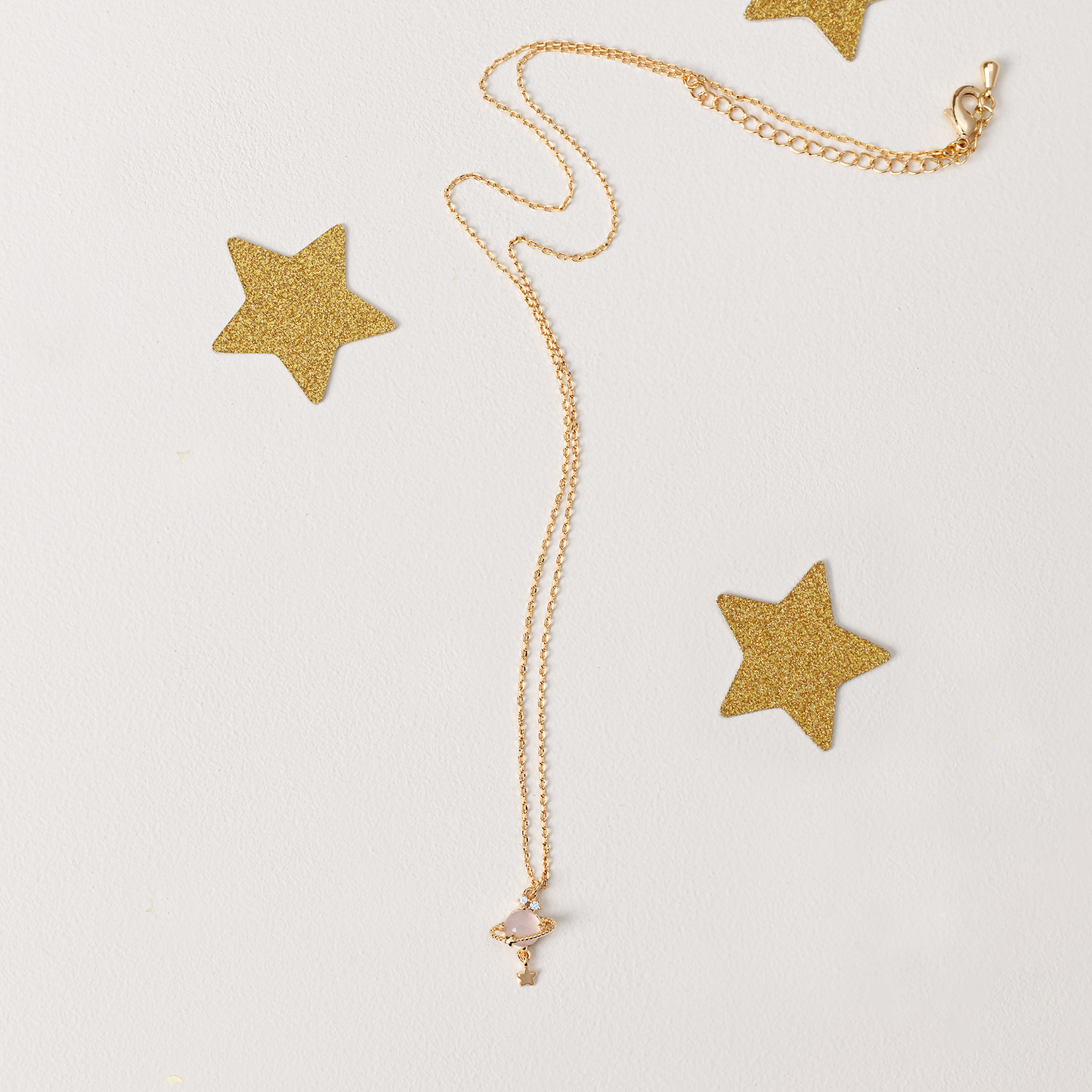 Pink Jupiter Necklace: Gold
