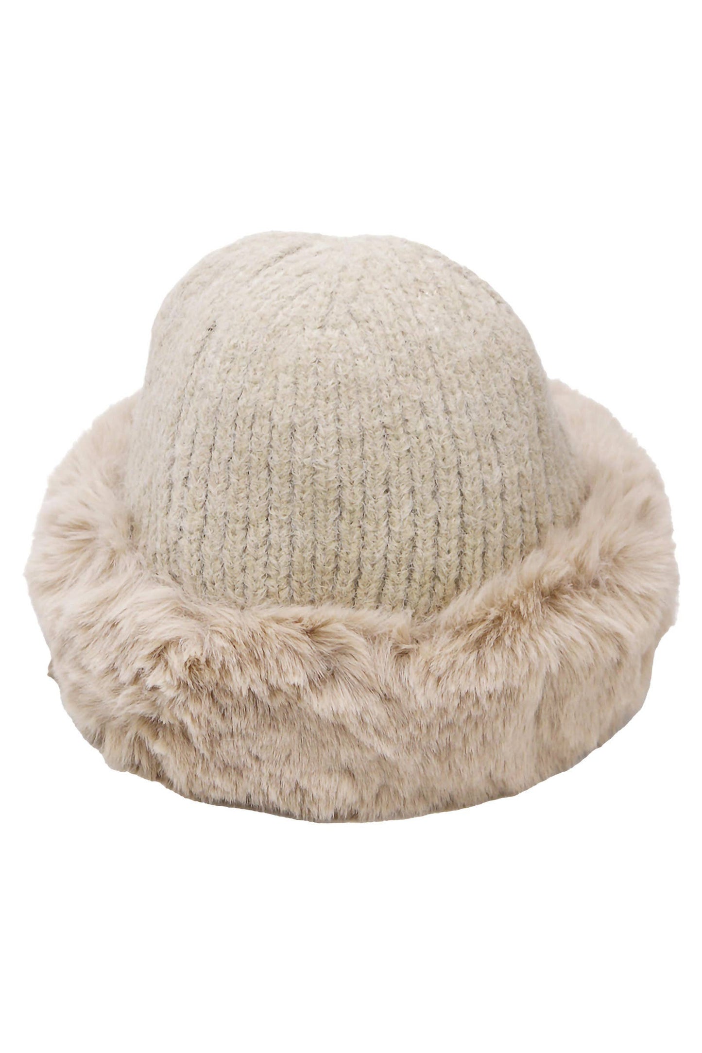 Chunky Knitted Fluffy Faux Fur Cuffed Beanie: ASSORTED / ONE SIZE